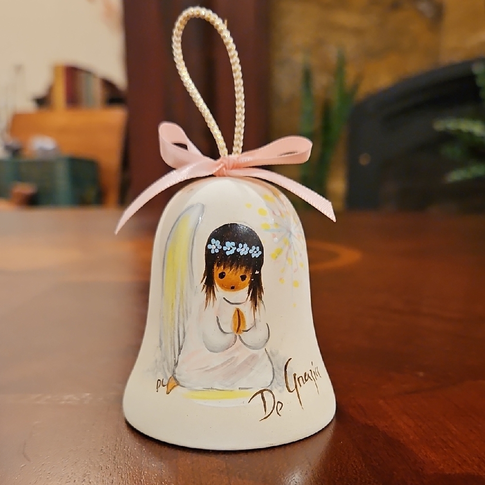 Sandstone Creations Vintage DeGrazia's "Little Prayer" Hand-Painted Ceramic Bell
